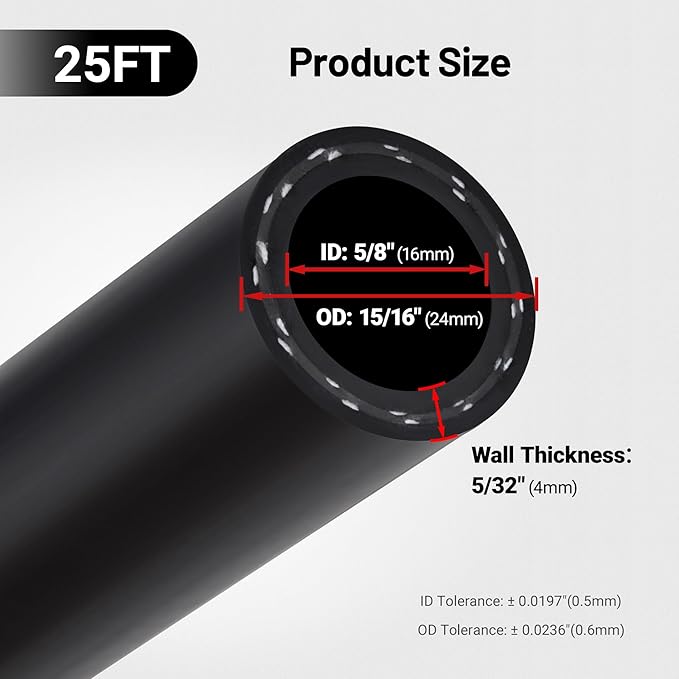 EVIL ENERGY 5/8" Heater Hose Coolant Radiator Straight 100PSI SAE 20R3 25FT Black