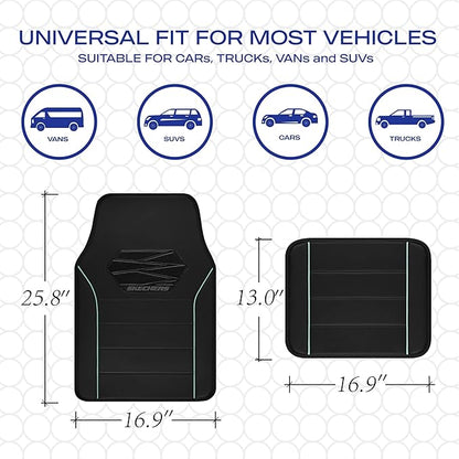 Skechers Memory Foam Car Mats,Leather Piping Car Floor Mats with Anti-Slip Pad,Universal Waterproof Fit Automotive Floor mats for Cars SUV,Vans,sedans,Trucks,car mats Full Set 4pcs Red