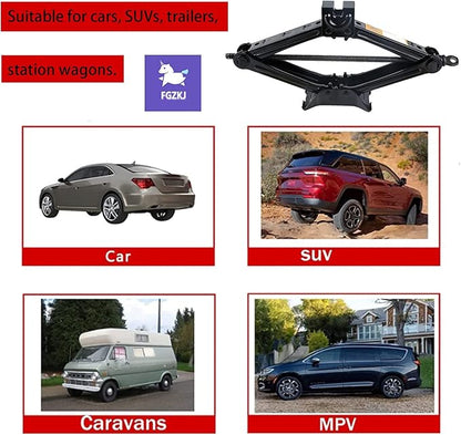 Scissor Jack for Car,Car Jack Kit - Tire Jack with Energy-Saving Ratchet Handle,Can Support a Maximum Weight of 1.5T (3307lb),Portable, Suitable for Small Cars and SUV (Saving Handle-1.5 tons)