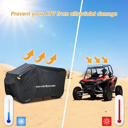 NEVERLAND ATV Cover - Waterproof Heavy Duty 4 Wheeler Quad Cover - All Season Weather Proof Outdoor UV Protection for Polaris Yamaha Suzuki Honda (Black XXXLarge)