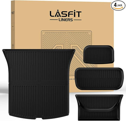 LASFIT Trunk Mats for Tesla Model Y Juniper 2025/2026 Cargo Liners Car Accessories, Custom Fit TPE All Weather Trunk Liners Frunk Rear Sub Trunk Mats Set 4PCS