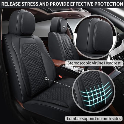 Car Seat Covers Full Set Leather Seat Covers Automotive Seat Covers Universal Car Seat Cover for Most Cars Black