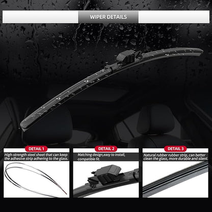 Replacement for BMW X2 2018-2023 Windshield Wiper Blade-3 Pieces of Car Front and Rear Window Wiper Blades