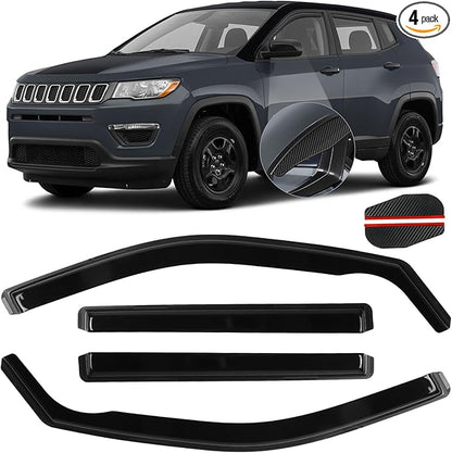 in Channel Window Visors for Jeep Compass 2017 2018 2019 2020 2021 2022 2023 2024, Rain Guards Exterior Car Accessories, Smoke Side Wind Deflectors Vent Shades Shield, 4PCS