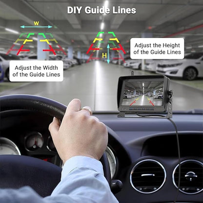 Hikity Wireless Backup Camera Trucks -7 Inch HD 1080P Rear View Camera Monitor Kit, IP68 Waterproof, 320ft Stable Signal, Wide Angle, Night Version, Plug and Play Monitor System for Car, RVs, SUVs