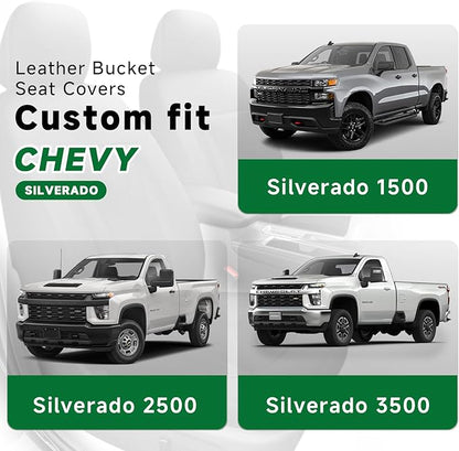 GIANT PANDA Fit Chevy Silverado 1500 2500 3500 Front Car Seat Cover, 3D Air Mesh Breathable Seat Protector, Black(2-Pack)
