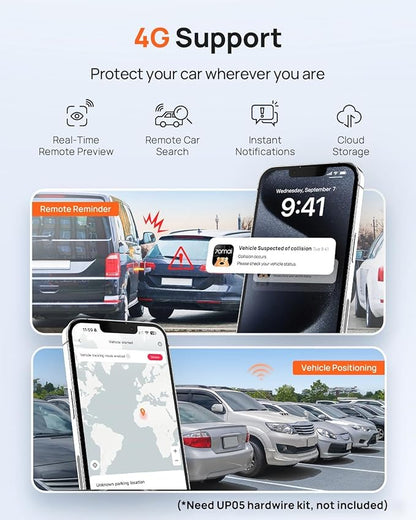 70mai Dash Cam Front and Rear A510,1944P+1080P with STARVIS 2 IMX675 and 64GB Card, Dash Camera for Cars, 4G LTE Support, ADAS, Built-in GPS WiFi, APP Control, HDR, 24H Parking Mode, Loop Recording