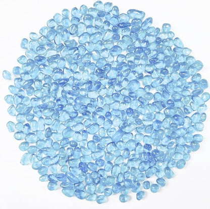 0.88LB Light Blue Fish Tank Gravel Aquarium Glass Stones Sea Glass Pebbles Aquarium Gravel Rocks Fish Tank Rocks, Beads Pebbles Rock Sand Glass Gems Stones for Vase Filler Turtle Fish Tank Decoration