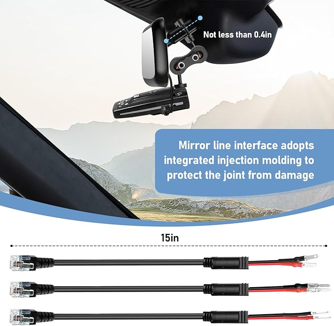 Radar Detector Mount,Rearview Mirror Rod Radar Mounting Bracket+Rearview Mirror Hard Wire Power Cord kit16,with Inline Fuse (for Escort Beltronics Vector Rocky Mountain Phantom-T Radar)