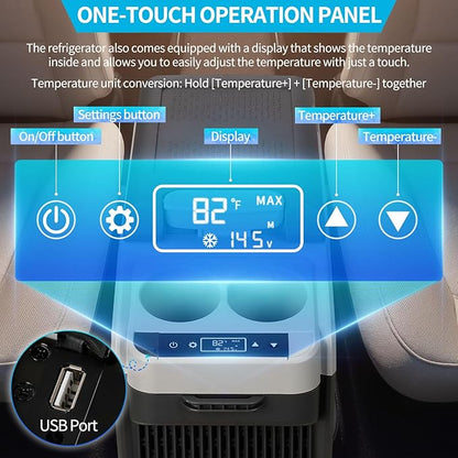 12 Volt Center Console Fridge,Car Refrigerator 16QT(15L) Cooler (-4℉-50℉),Portable Car Refrigerator RV Fridge,Portable Electric Cooler with 12/24V DC&110V AC, For MPV,Car,RV,Camping,Travel,SUV, Van