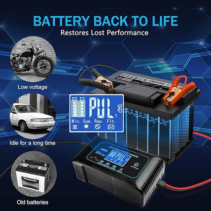 Haisito: 20A 12V/24V Smart Battery Charger –Automatic Maintainer, Trickle Charger & Desulfator with Overcharge Protection & Temperature Compensation – for Lead-Acid,LiFePO4 & Lithium Batteries
