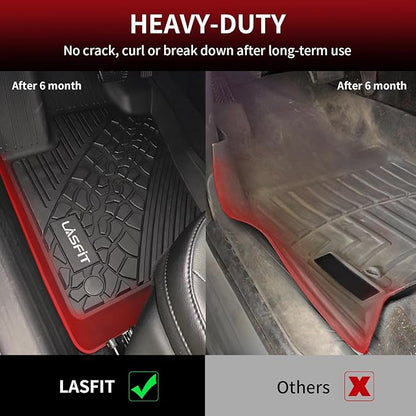 LASFIT Floor Mats for Jeep Compass 2017-2025 All Weather TPE Custom Fit Car Mats Floor Liners 1st & 2nd Row, Black