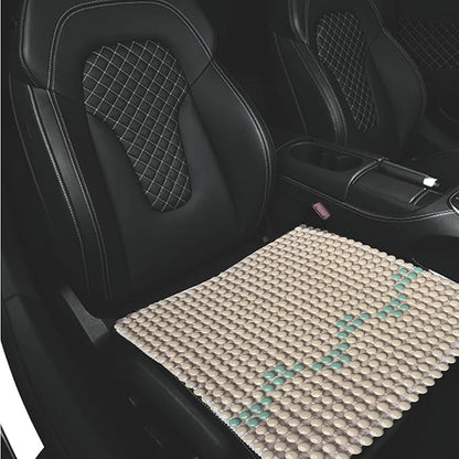 HOMREST Beaded Car Seat Cushion 19x19 Massage Ceramic Seat Cover for Back Pain Cooling Comfy Bead Seat Pad for Trucks,Executive Chairs(Beige)