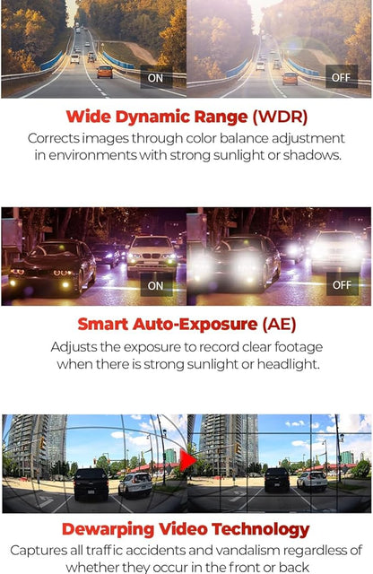 THINKWARE ARC Dash Cam with Smart Driving Alert System, 3X Energy Saving, 1440P+1440P Front and Rear, Wi-Fi, Super Night Vision, 24/7 Parking Mode (Free 32GB Card, Hardwiring, 12V Cable, GPS)