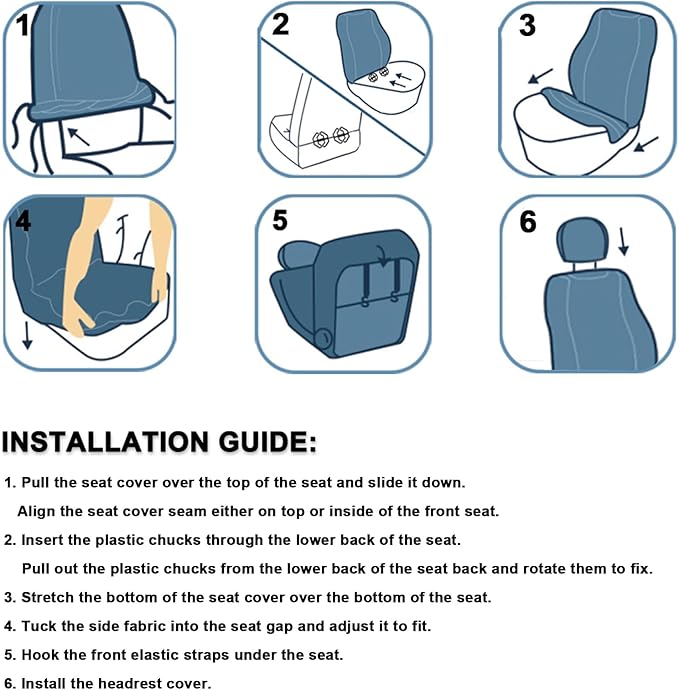 GIANT PANDA Fit Subaru Outback Forester Crosstrek Legacy Impreza Front Car Seat Cover, 3D Air Mesh Breathable Seat Protector, Bule+Black（2-Pack