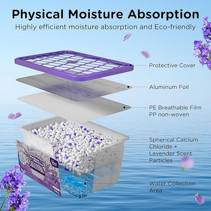 W&E Choice Moisture Absorbers With Lavender Scent, Portable Dehumidifier for Closet&Bathrooms, Kitchen, Humidity Absorber Odor Eliminator Absorber