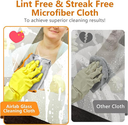 Glass Polishing Cloth Streak Free Miracle Microfiber Cleaning Cloth Lint Free Cleaning Rags for Glasses Kitchen Dish Mirrors Easy Clean, Pack of 6, 12" x 12", Sliver-Orange