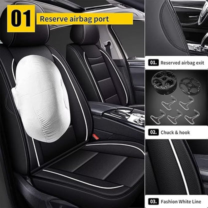 YORKNEIC Seat Covers for Hyundai Kona 2018-2024 2025: Waterproof Leather Car Seat Covers Front Set Automotive Seat Protectors (2 Front Set, Black)
