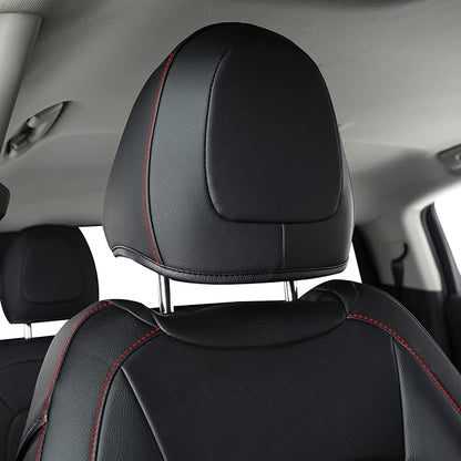 LUCKYMAN CLUB 2 Front Chevy Colorado Seat Covers, fit for 2015-2022 Colorado Crew Cab Z71 LT ZR2 Work Truck with Faux Leather (Black&Red 2 pcs)