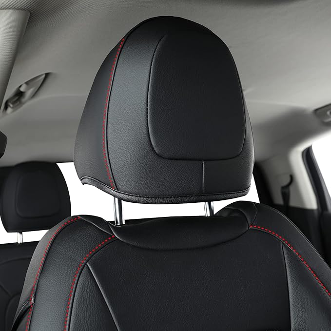 LUCKYMAN CLUB 2 Front Chevy Colorado Seat Covers, fit for 2023 2024 2025 Colorado Crew Cab Z71 LT ZR2 Work Truck with Faux Leather (Black&Red 2 pcs)