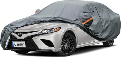 Premium Car Cover Custom Fit Toyota Camry/Solara (1991-2025), 16 Layers Heavy Duty Car Cover Waterproof All Weather with Zipper Door for Sun Rain Snow Dust Uv Protection