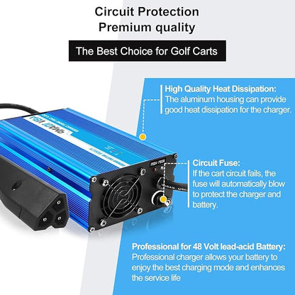 10 Amp 48 Volt Golf Cart Battery Charger for EZGO RXV&TXT,with Trickle Charge,Replace ezgo Charger 48 Volt