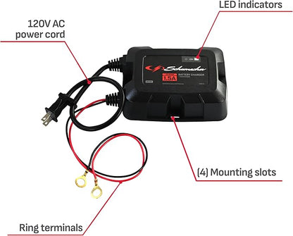 Schumacher Electric On-Board Battery Charger and Maintainer, 3-in-1, SC1587, 1.5 Amps, 6 Volt, 12 Volt, Fully Automatic, Mounts Under Hood, for Car, Truck, and Large Vehicle Batteries