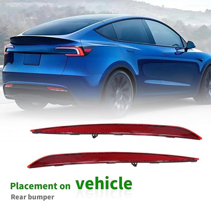 149581800C Tail Rear Bumper Reflector Red Pair LH RH Compatible with Model Y 2023 2022 2021 2020