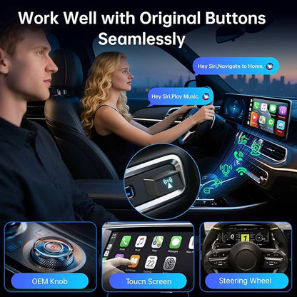 Carplay Wireless Adapter for Apple iPhone - Convert Wired to Wireless Bluetooth Car Play Adapters for Cars from 2016 and iOS 10+, No Latency,Plug and Play Easy Use, Mini USB Type A Black