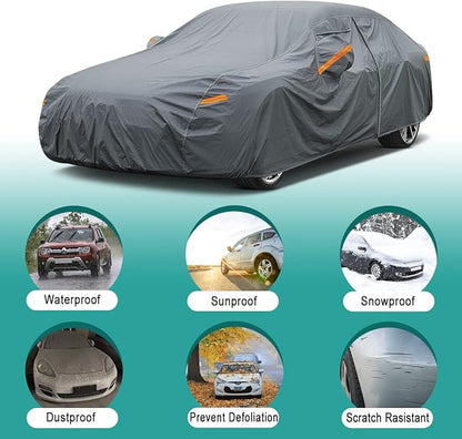 Premium Car Cover Custom Fit Volkswagen vw Jetta (2005-2025), 16 Layers Heavy Duty Car Cover Waterproof All Weather with Zipper Door for Sun Rain Snow Dust Uv Protection