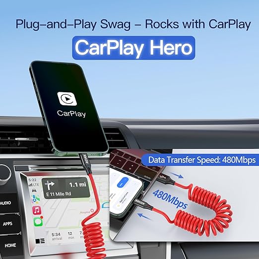 AGVEE 3ft Coiled Short USB to USB-C Charging Cable [USB-IF Certified] 3A Fast Charger Cord in Car for iPhone 16/15 CarPlay, Galaxy S25 S24 S23 S22 S21 S10 S9 S8, Google Pixel, Red