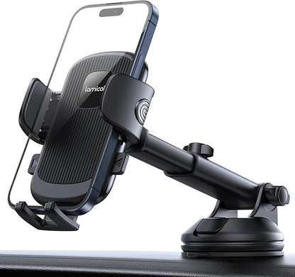 Lamicall Car Phone Holder - [Strongest Military-Grade Suction Cup] 360° Rotation Phone Holders for Your Car Quick Release Adjustable Car Phone Mount Dashboard for iPhone 16 Galaxy Smartphone Truck
