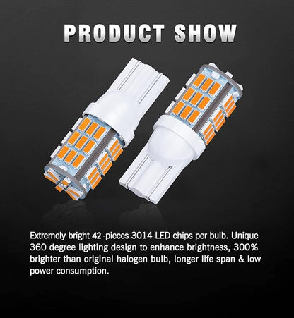 T10 921 194 168 LED Bulbs Warm White 20-Packs, Super Bright 3014 42-SMD LED Replacement 12 Volt RV Camper Trailer Boat Trunk Interior Dome Map License Lights, Backup Reverse Lights
