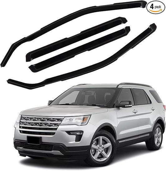 in Channel Rain Guards Fit for Ford Explorer 2011 2012 2013 2014 2015 2016 2017 2018 2019, Durable Vent Window Visors, Smoke Tinted Wind Deflectors, Vent Shade Shield, 4 PCS