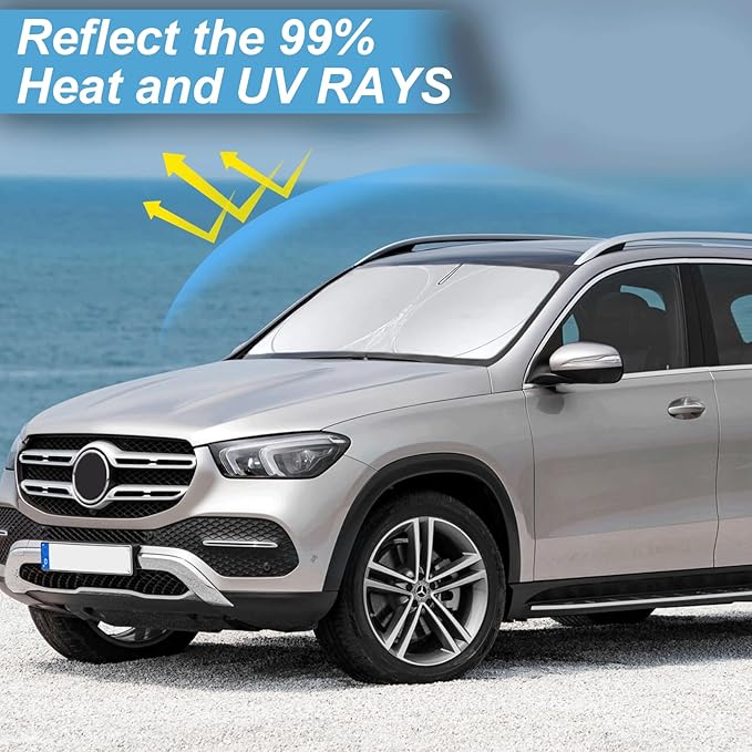 for GLC300 Windshield Sun Shade Foldable Sunshade for Mercedes Benz 2017-2022 GLC SUV Windshield Cover Car Front Window Sun Visor Shield 2024 for Benz GLE350 GLK GLA GLB GL ML350 EQC Car Accessories