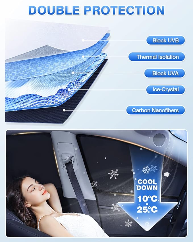 Windshield Sun Shade for Hyundai Ioniq 5 2022-2025 2026 Ioniq 5 Accessories Sunshade Side Rear Window Shade Cover Sun Visor Shield Privacy Protection Keep Vehicle Cool Black 6PCS