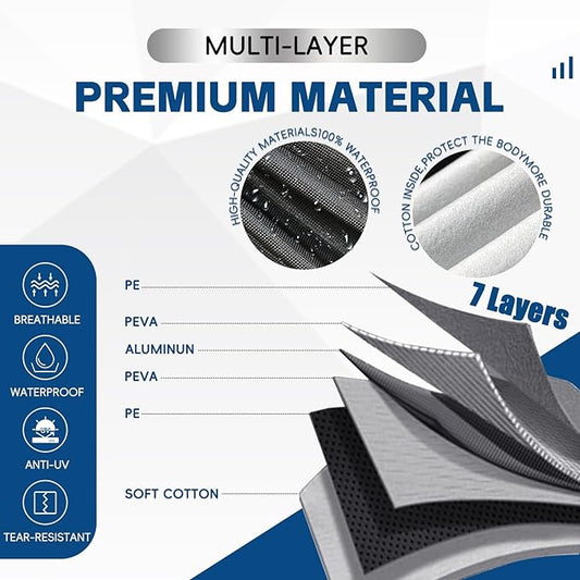KouKou Truck Cover - Waterproof All Weather, 7 Layers Heavy Duty, Universal Fit for Ford F250 350, Chevrolet Silverado, GMC Sierra Crew Double Cab Trucks Up to 262 inches