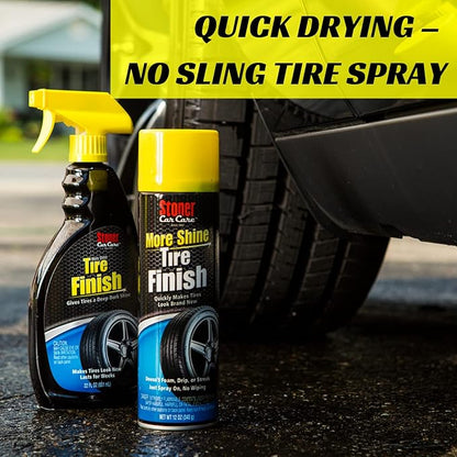 Stoner Car Care 91094-2PK More Shine Tire Finish for Tire and Wheel Care Creates a Long-Lasting, Rain-Resistant Tire Shine, Makes Faded Tires Look New, Non-Greasy Formula, 12 Oz, Pack of 2
