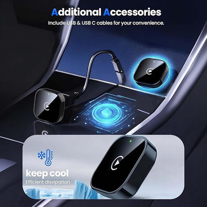 Wireless Adapter Convert Wired to Wireless for CarPlay＆Android Small Size, Plug and Play, Fast and Stable Connection