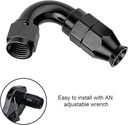 EVIL ENERGY 4AN 120 Degree PTFE One Piece Full Flow End Hose Fitting Aluminum Black