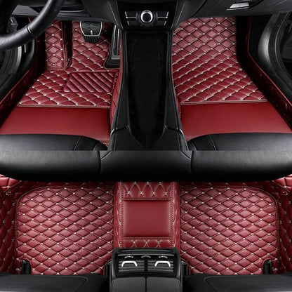 Custom Colors Car Floor Mats Black Pink for 99.9% Sedan SUV Sports， All-Weather Liners Car Floor mat，Luxury Leather Automotive Floor Mats (Wine Red,3D Floor Mats)