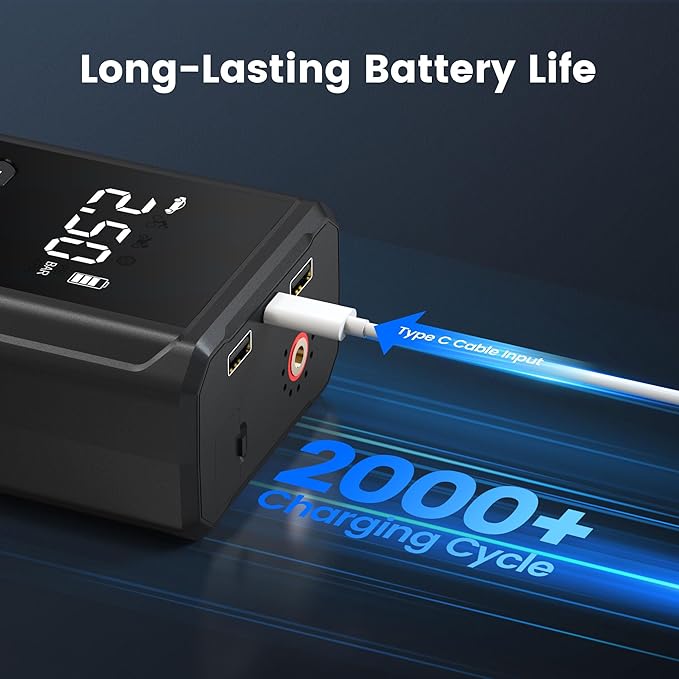 J26 Portable Car Jump Starter with Air Compressor, 3500A 12V Car Battery Booster (All Gas & up to 6.0L Diesel Engines), 150PSI Tire Inflator, Smart Jumper Cables, 3-Mode Emergency Flashlight