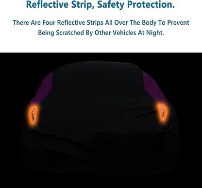 MORNYRAY Waterproof Car Cover All Weather Snowproof UV Protection Windproof Outdoor Full car Cover, Universal Fit for Sedan (Fit Sedan Length 194-206 inch, Purple)