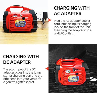 Jump Starter with Air Compressor, 260PSI 1000A Car Battery Jump Starter Battery Pack (6.0 Gas/6.0L Diesel),12V Car Jumper Starter Portable Jump Box with Tire Inflator