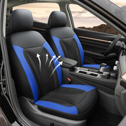 GIANT PANDA Front Seat Cover for Nissan, 3D Air Mesh Car Seat Covers Custom Fit Nissan Rogue Altima Sentra Versa Kicks Frontier Murano Pathfinder Maxima (Blue) 2-Pack