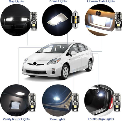 EASY EAGLE LED Interior Car Lights for Toyota-Prius-2010-2015: 10 Piece Kit White LED Light Bulbs - Super Bright 6000K + Install Tool