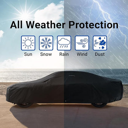 iCarCover Custom Car Cover for Buick Lesabre (1977-1985) Waterproof All-Weather Rain Snow UV Sun Protector Full Exterior Indoor Outdoor Car Cover (Stripe - Black/Red)