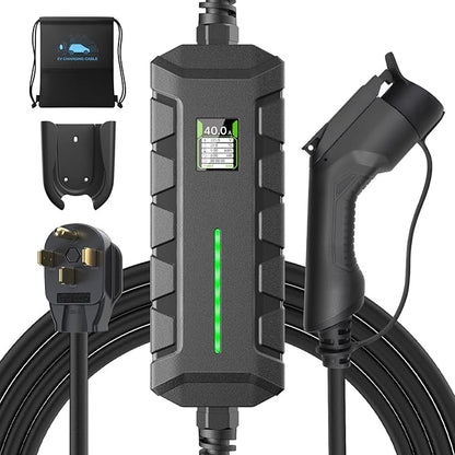 Level 2 EV Charger ETL Certified, 40A 9.6KW Home Charging Station, Plug-in NEMA 14-50 240V, Portable EV Charger with 25FT Cable for SAE J1772 Cars