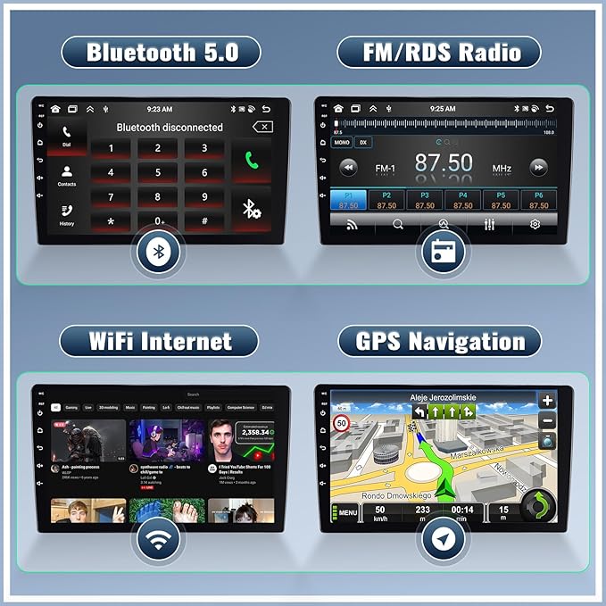 UNITOPSCI 4G+64G 8Core Android 13 Car Stereo for Hyundai Tucson 2015-2018 Wireless Apple CarPlay Android Auto 9” Touchscreen Bluetooth 5.0 GPS Navi DSP Mirror Link WiFi FM/RDS SWC+Backup Camera Mic