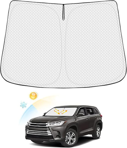 Windshield Sun Shade for Toyota Highlander 2014-2019 Thicken 6-Layer Foldable Front Window Sunshade Sun Visor Protector Block UV Rays Keep Vehicle Cool